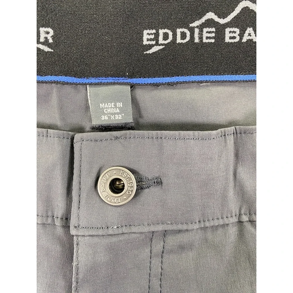 Eddie Bauer Men's Performance Tech Chino Pants Sz 36x32 Straight Dark Gray Smoke